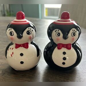 Johanna Parker carnival cottage Penguin Salt and Pepper Shakers -Black and White